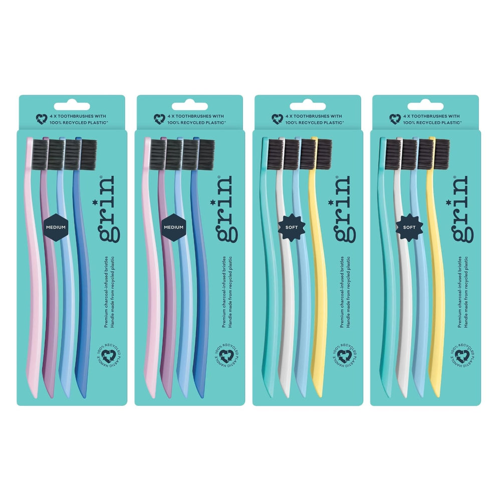Grin Charcoal-Infused Soft Toothbrush – Summer Beach color, front view