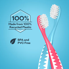 Child brushing with Grin Kids toothbrush in blue