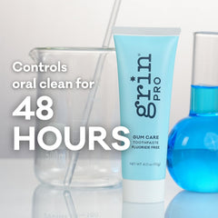 Close-up of Nano-Hydroxyapatite formula in Grin Pro Enamel Care toothpaste.