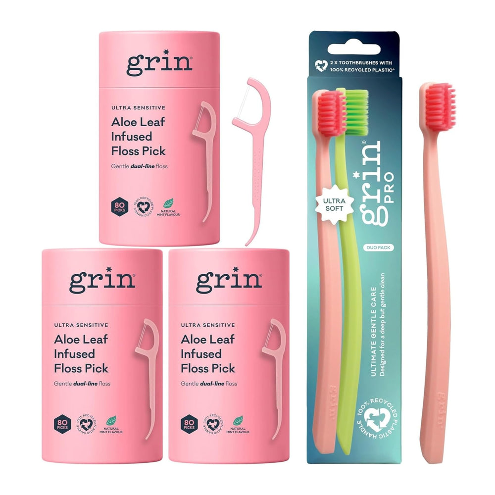 Front view of Grin Ultra Sensitive Floss Picks 3-pack