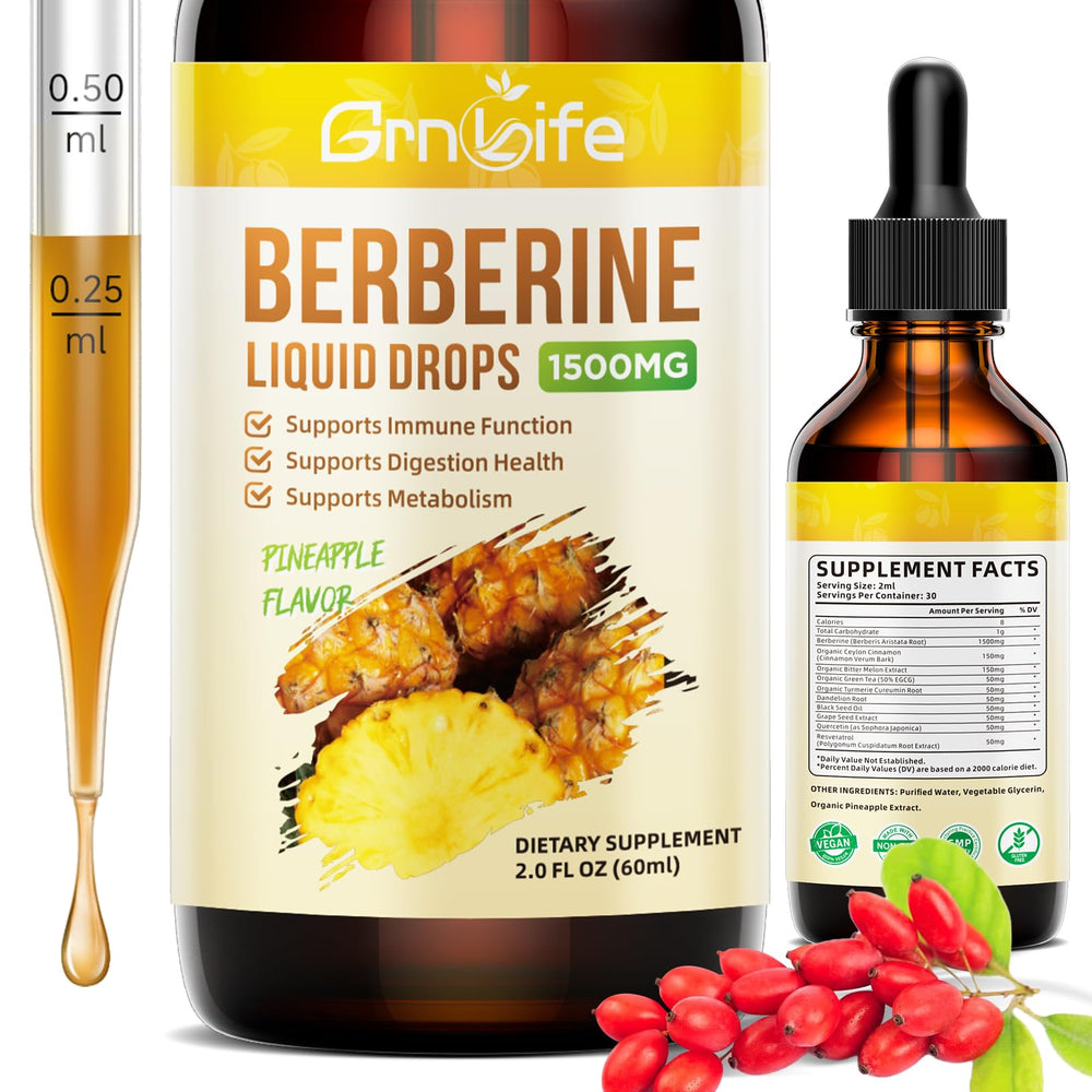 GrnLife Berberine 1500mg liquid drops bottle