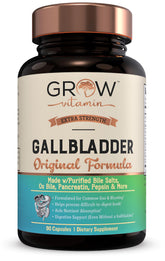 Bottle of Grow Vitamin Original Gallbladder Formula with 90 capsules on a white background
