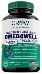 Bottle of Grow Vitamin Triple Strength Omega-3 Fish Oil 800 mg EPA 600 mg DHA