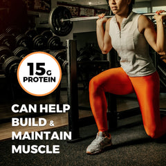 Growing Naturals pea protein powder blended into a creamy smoothie in a bowl.