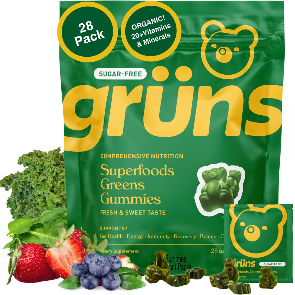 Gruns Super Greens Gummies bottle front label