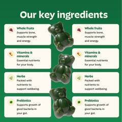 Grüns superfood ingredients with whole fruits and veggies for comprehensive daily support.