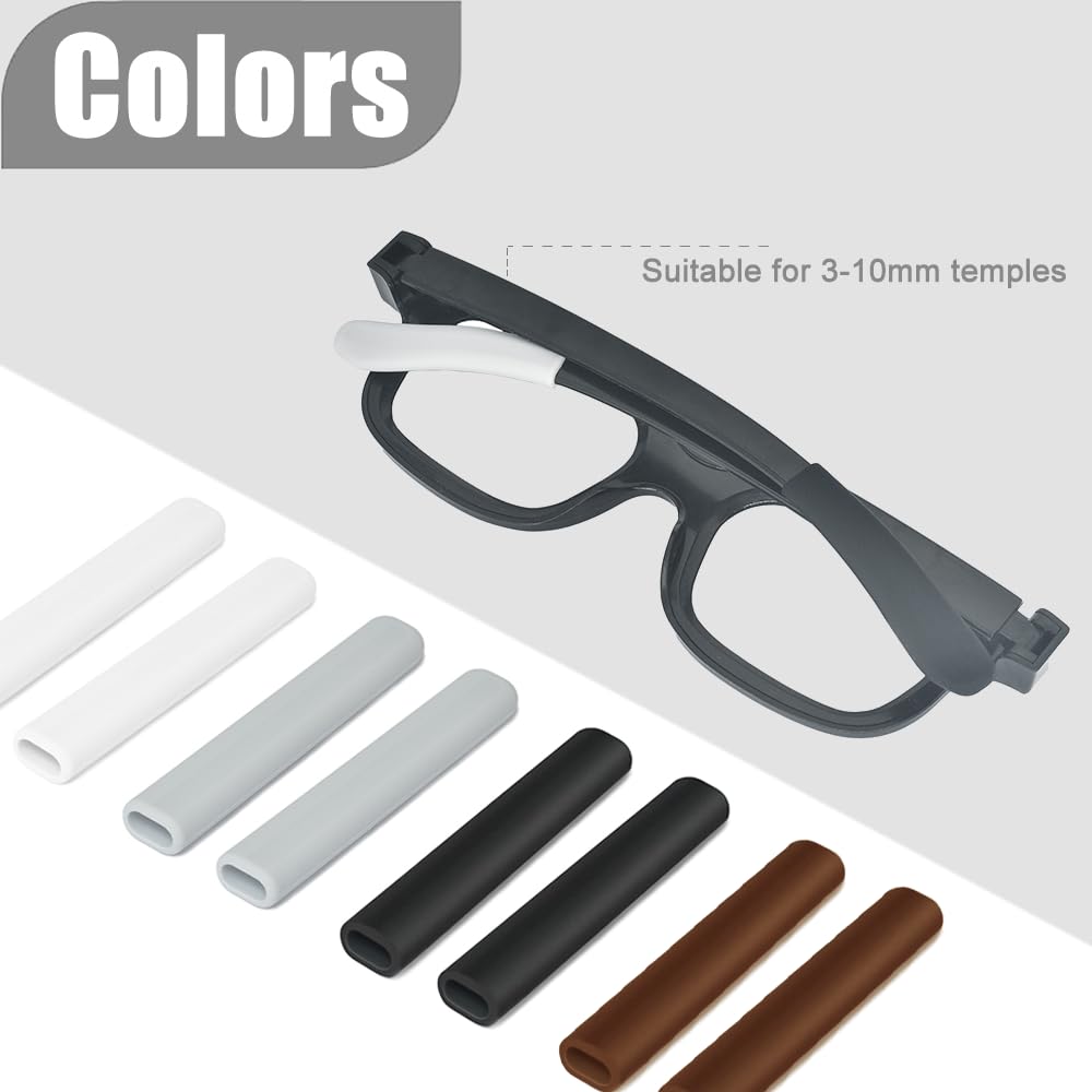 Universal-fit eyeglasses ear grips compatible with most frames