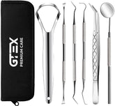 GTEX dental tools set with dental scraper, pick, mirror, and tongue cleaner