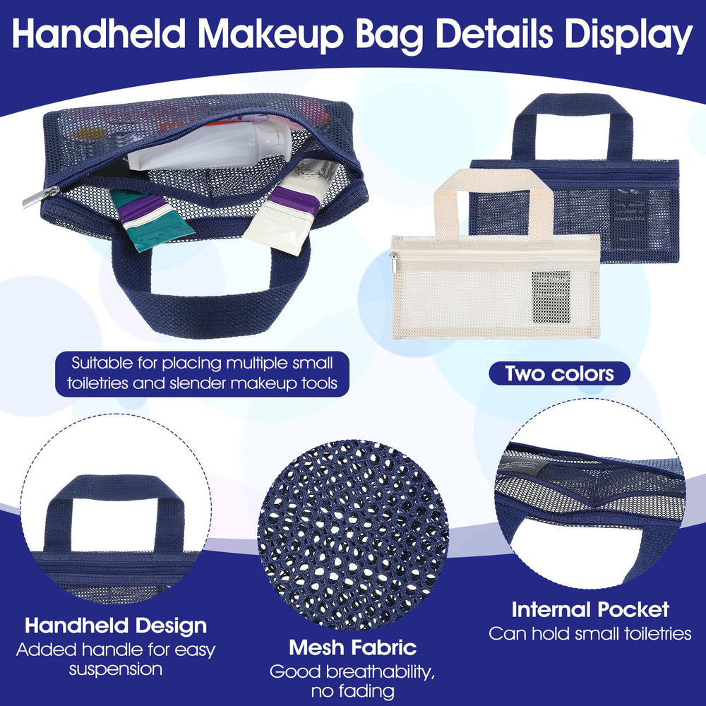 Close-up of the navy toothbrush bag showing mesh material