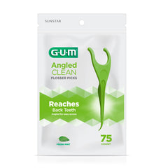 Close-up of mint floss sliding between teeth