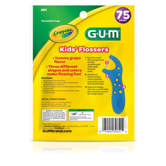 Child using GUM Crayola Kids Flossers showing easy-to-use design
