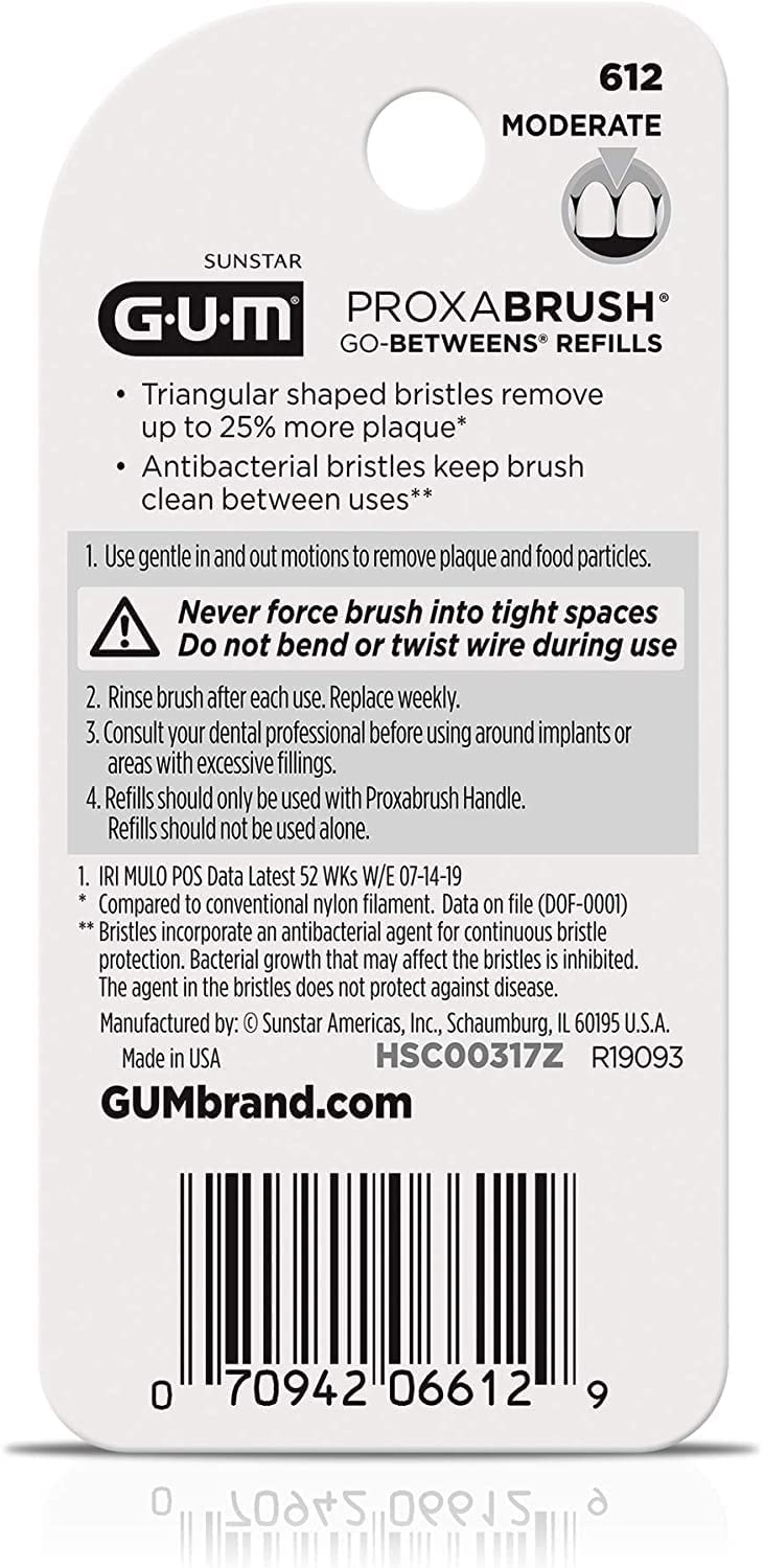 Close-up of GUM Proxabrush refills 612 bristles