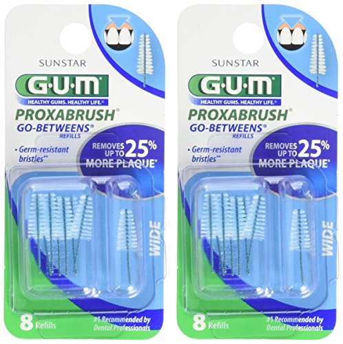 Gum Go Betweens Proxabrush Refills Wide 8 Count Pack of 2 packaging