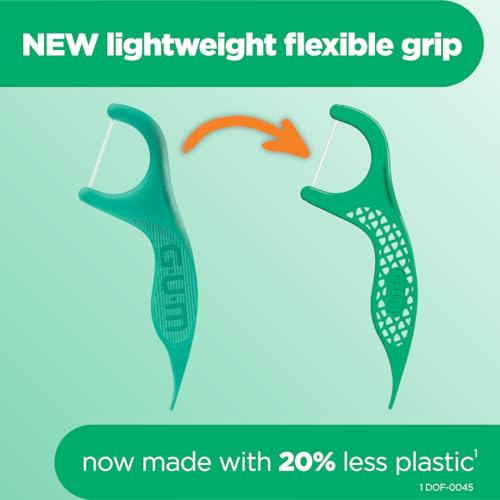 Ergonomic control grip handle on GUM floss pick