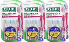 Gum Proxabrush Go-Betweens packaging and 6-pack display with 10-count units