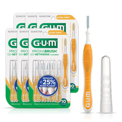 Close-up of GUM Proxabrush Go-Betweens Ultra Tight interdental brush with soft bristles