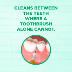 Interdental brush head fitting between teeth for deep cleaning
