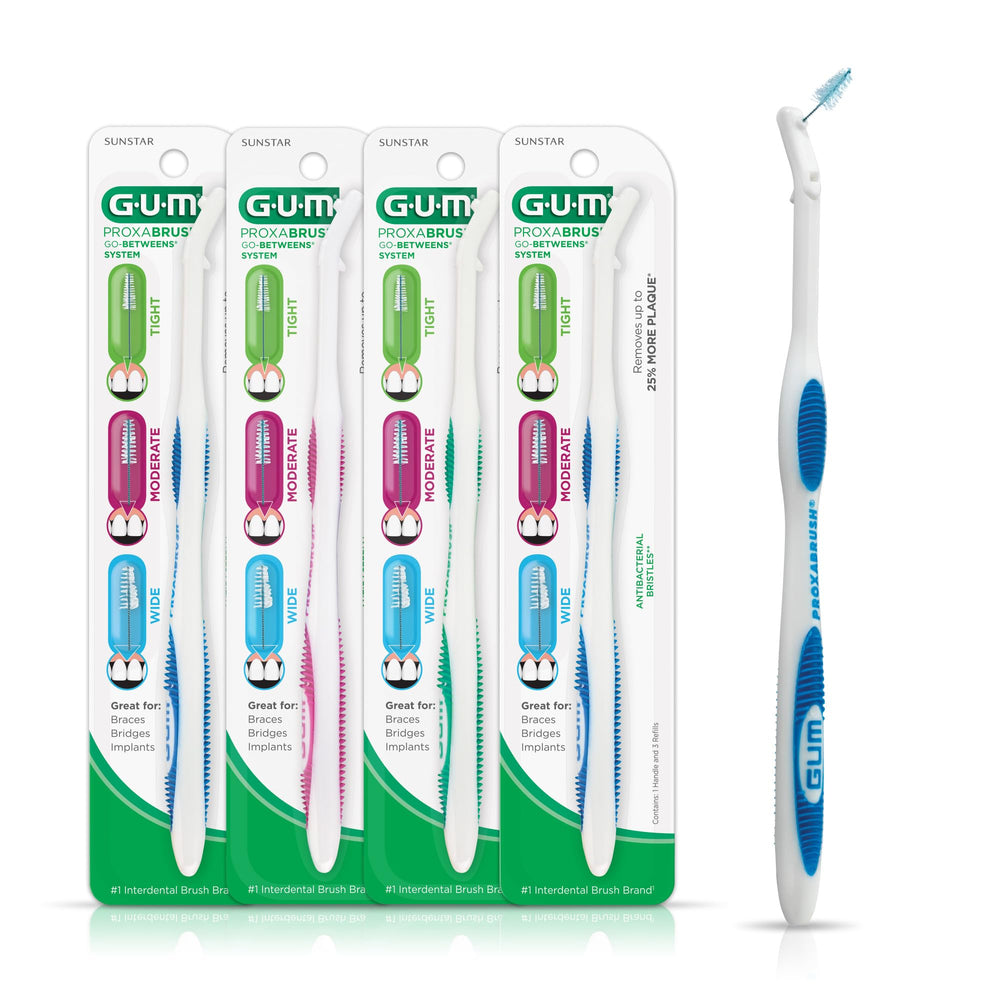 GUM Proxabrush permanent handle with refill pack (pack of 4) — hero image