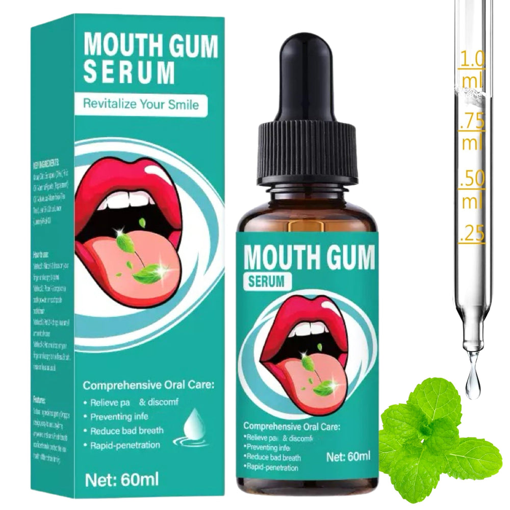 Gum Restore Drops bottle with dropper and natural ingredients
