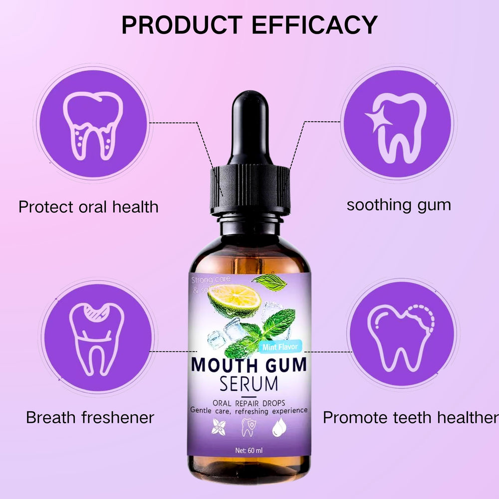 Applying Gum Restore Drops to gums with a dropper