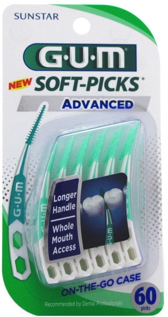GUM Soft-Picks Advanced interdental cleaners with curved flexible bristles for between-teeth cleaning, 60-count pack of 2