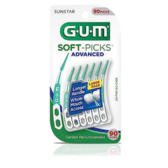 Close-up of curved handle on GUM Soft-Picks Advanced