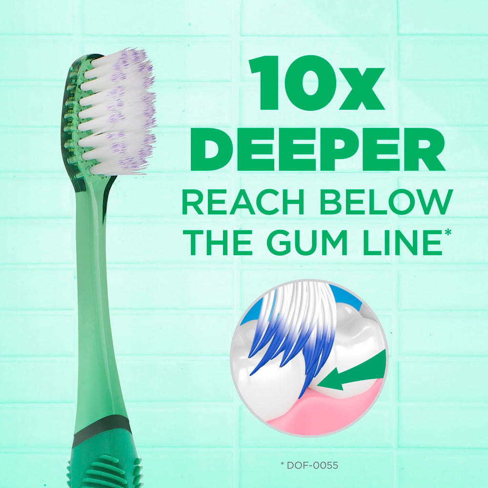 Close-up of fine tapered bristles for deeper cleaning