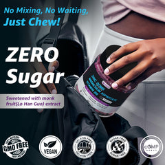 Label showing natural grape flavor and monk fruit sweetener