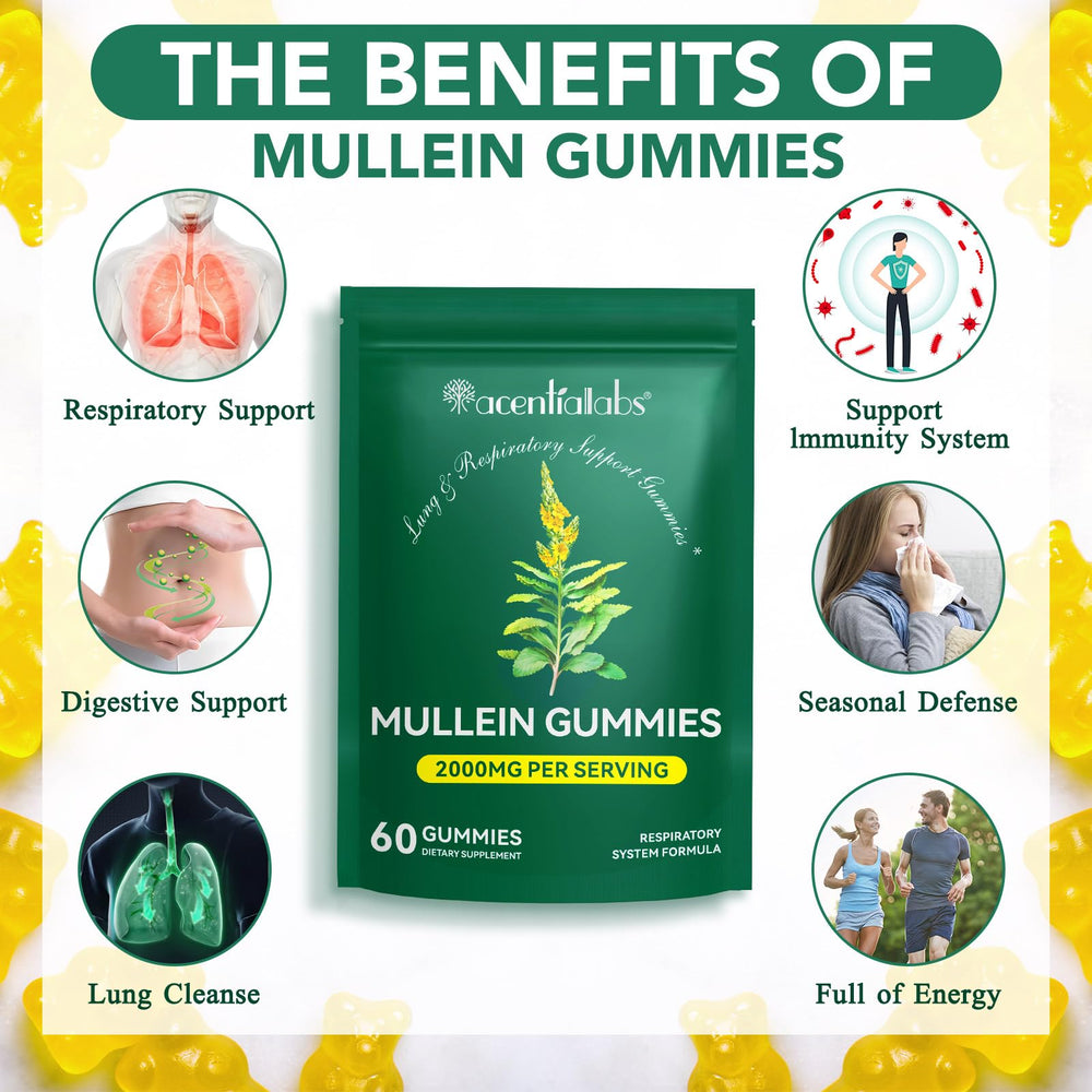 Mullein gummies packaging and opened bottle