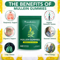 Mullein gummies packaging and opened bottle