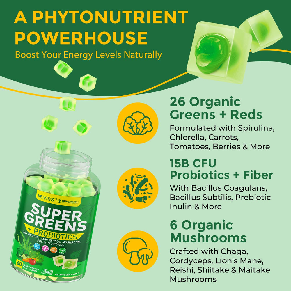 Gummies served with fruits and greens