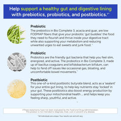 Illustration of the 3-in-1 probiotic, prebiotic, postbiotic blend