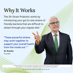 Close-up of the ingredients label on Gundry MD probiotic