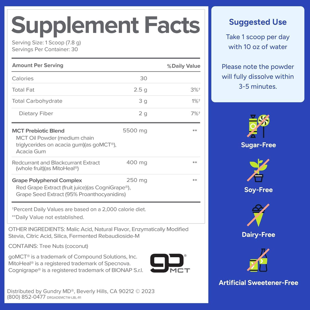 Gundry MD MCT Wellness Powder packaging with 90-day supply indicator