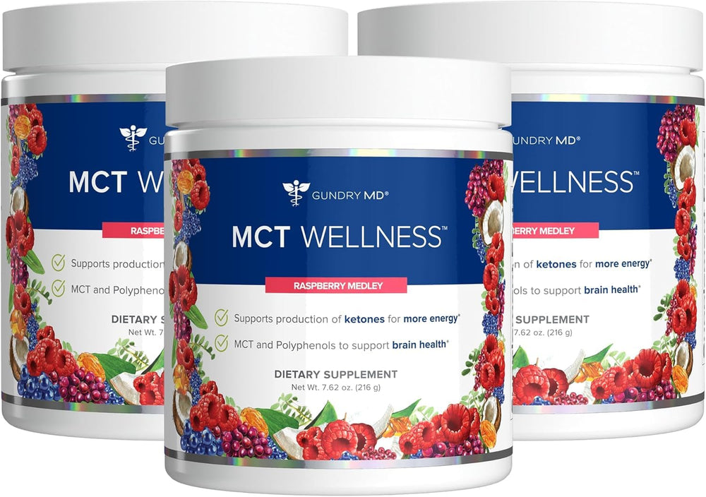 Gundry MD MCT Wellness Powder Raspberry Medley bottle on a white background