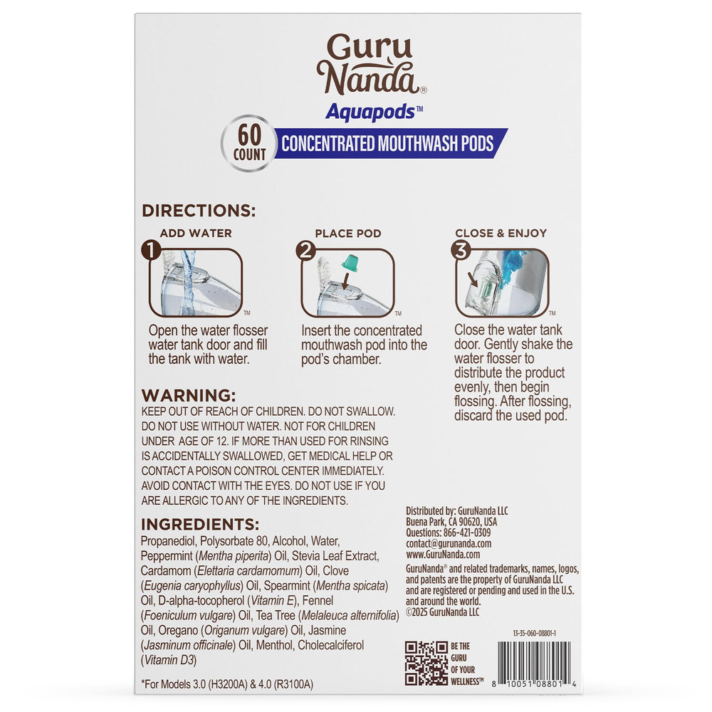 60-count GuruNanda Aqua Pods box for oral care