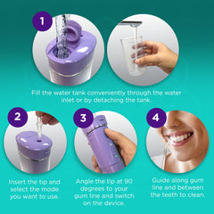 Cordless rechargeable water flosser with portable design