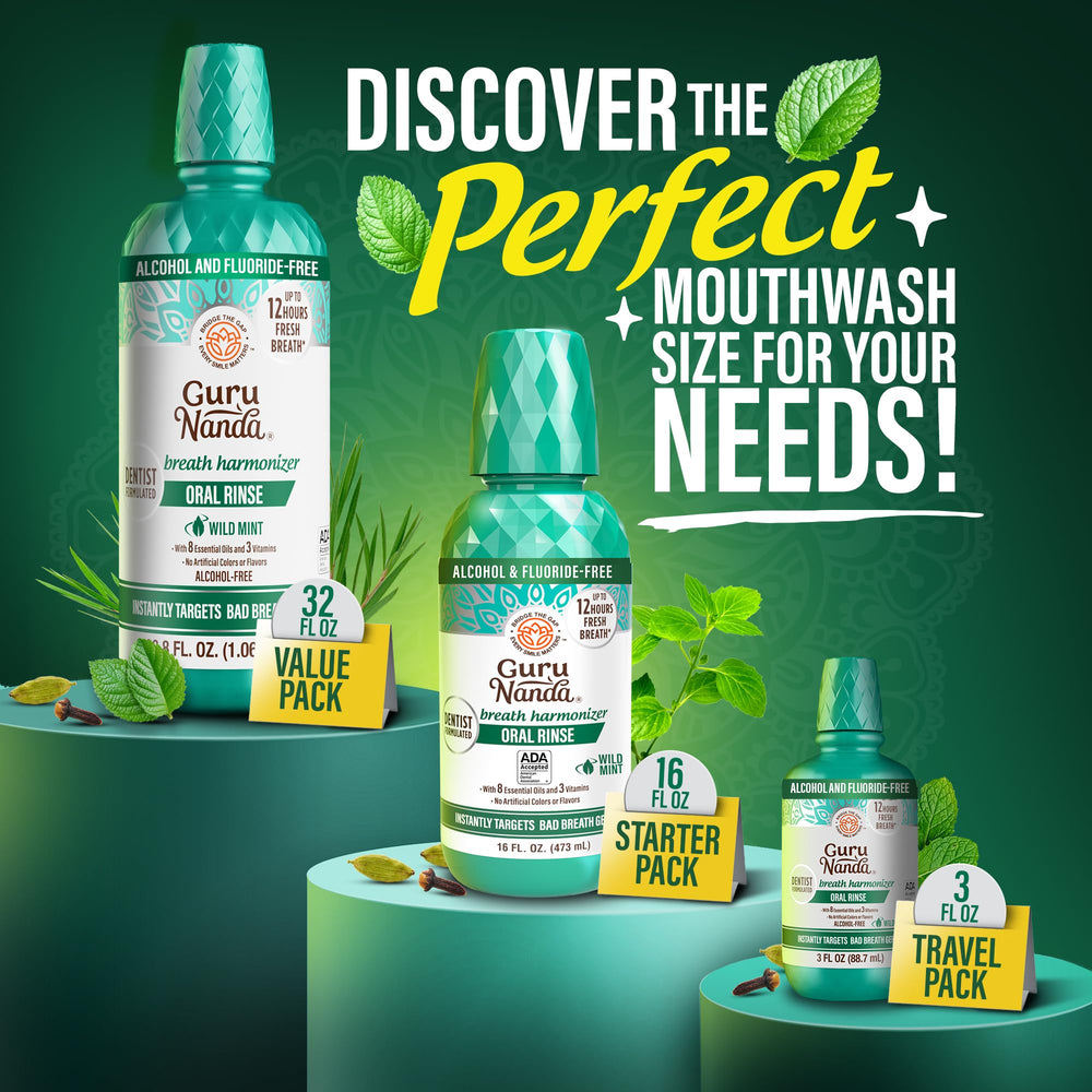Dentist-recommended, ADA-accepted GuruNanda mouthwash