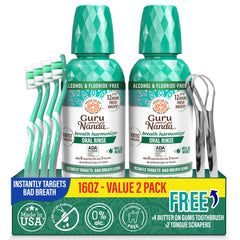 GuruNanda Fresh Breath Mouthwash Wild Mint 16 oz 2-pack - ADA-Approved