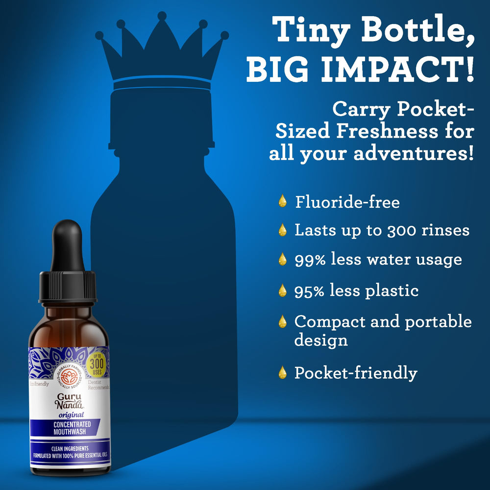 Three-pack travel mouthwash in compact bottles