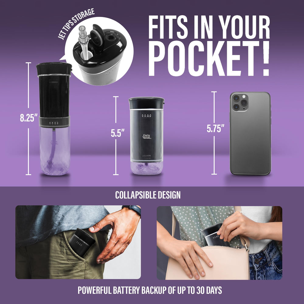 Travel toothbrush highlighting Softex bristles and included toothpaste