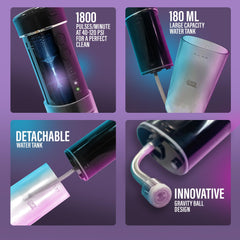 GuruNanda compact water flosser held in palm for portability