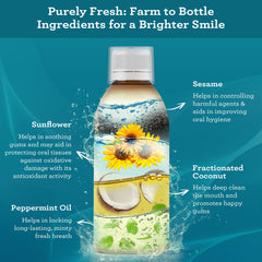 Ingredients: coconut, sesame, and sunflower oils for oil pulling