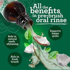 Pouring oil into a spoon for oil pulling
