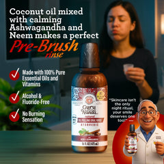 Ashwagandha and Neem oil pulling ingredients close-up