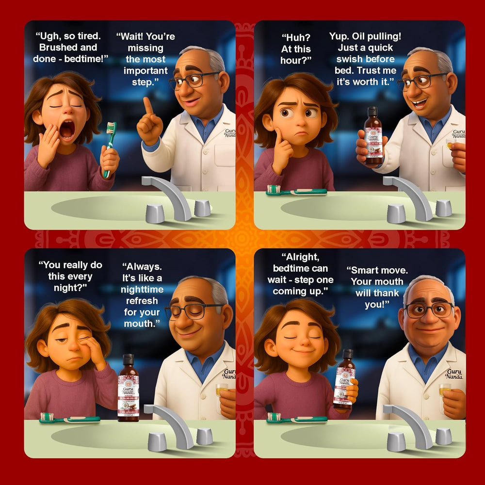 Clove, oregano, tea tree and turmeric oils in coconut oil base