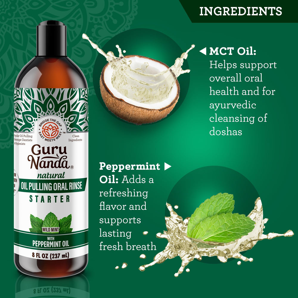 Coconut mint pulling oil close-up in bottle