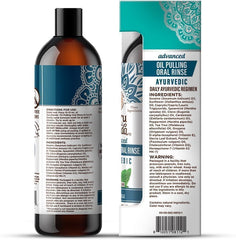 Illustration of daily oil pulling routine with GuruNanda