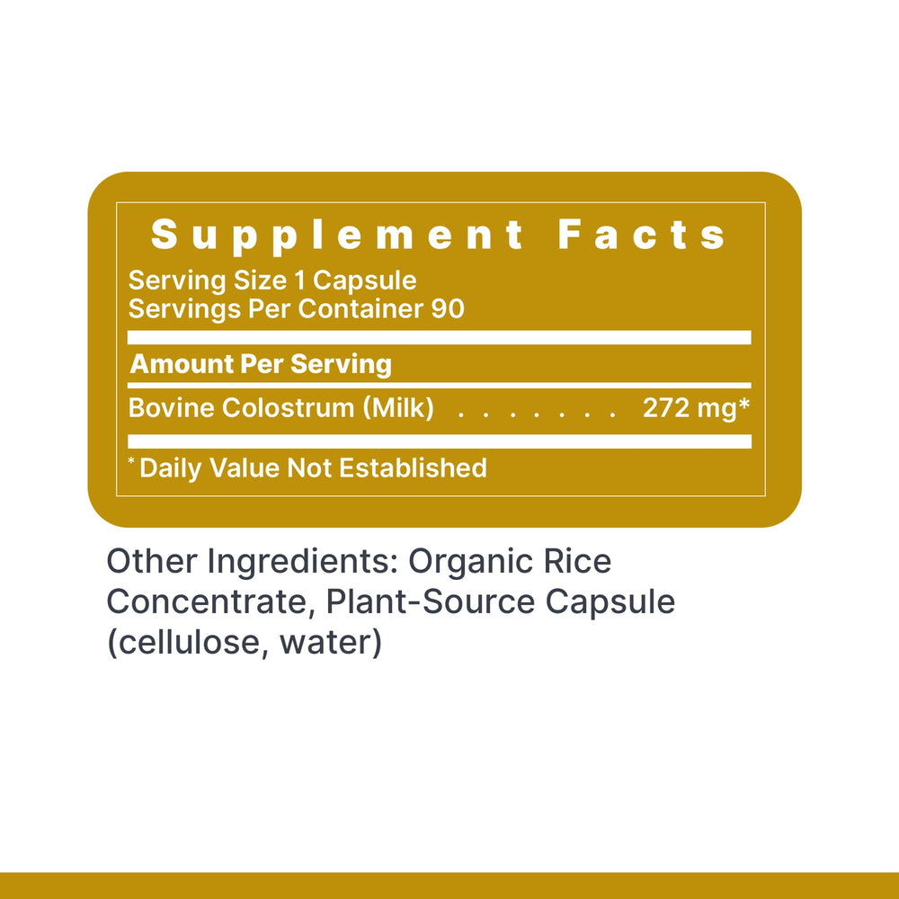 Colostrum supplement supporting gut health and energy