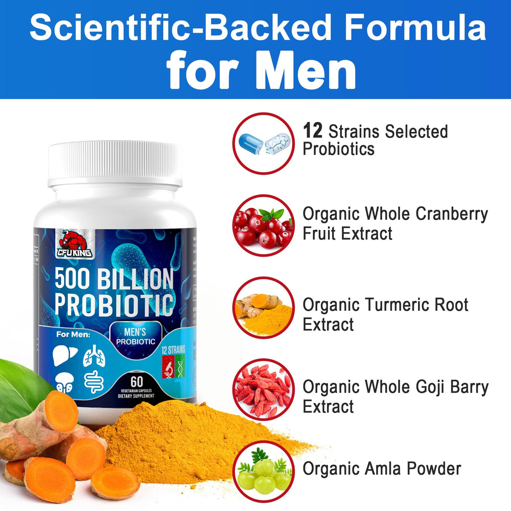 Concept image of gut health and immune support for men